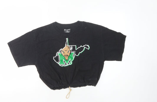 Champion Unisex Black Cropped T-Shirt, Size M