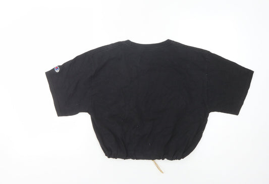 Champion Unisex Black Cropped T-Shirt, Size M