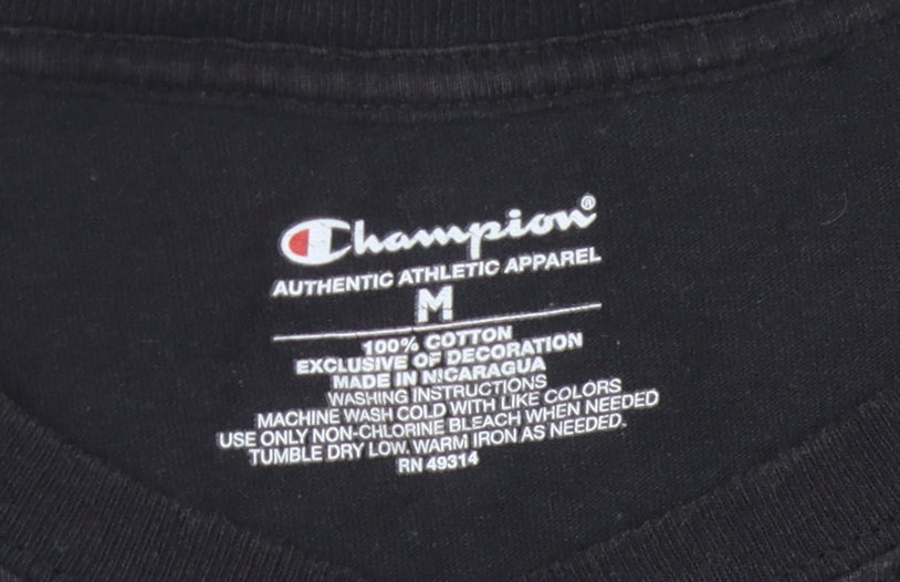 Champion Unisex Black Cropped T-Shirt, Size M