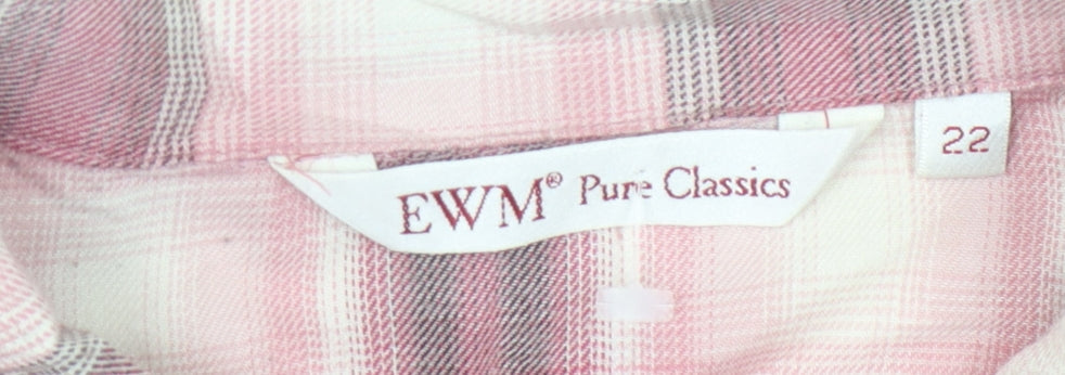 EWM Women's Pink Plaid Button-Up Shirt Size 22