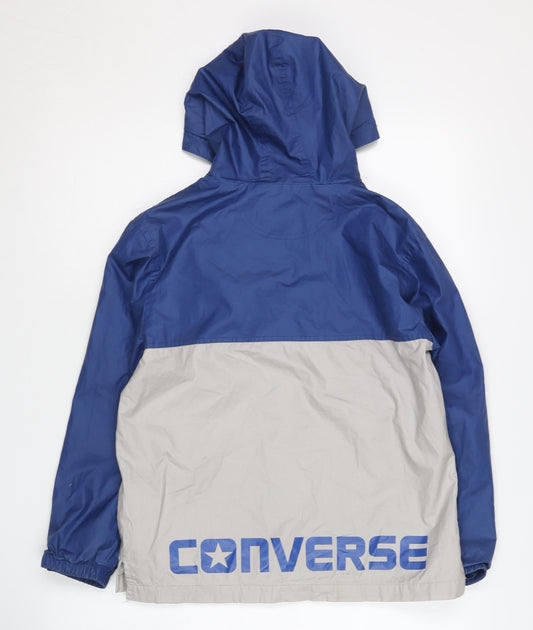 Converse Boys Blue Beige Hooded Windbreaker Jacket 10-12 Years