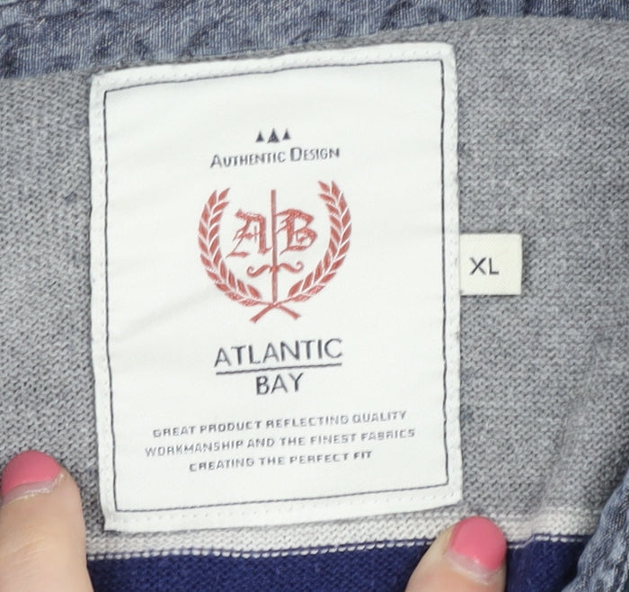 Additional view of Atlantic Bay Men's XL Striped Henley Jumper
