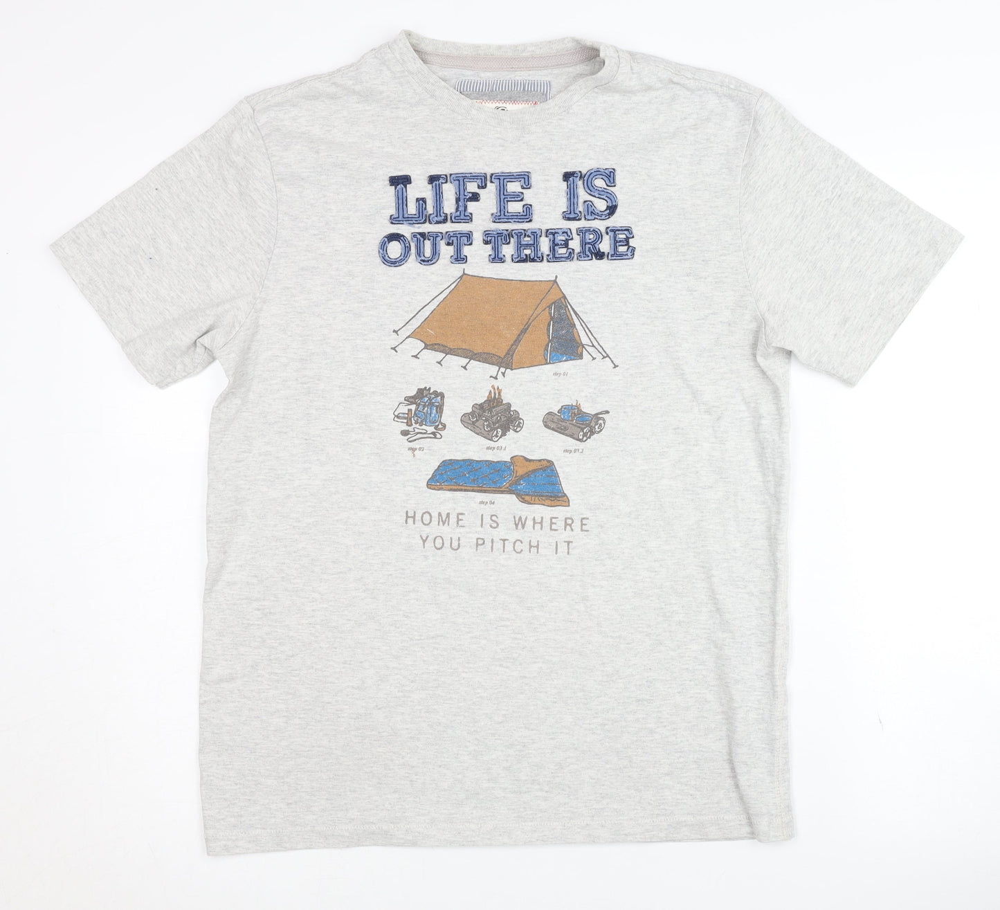 Fat Face Men's Grey Graphic Outdoor T-Shirt Size S