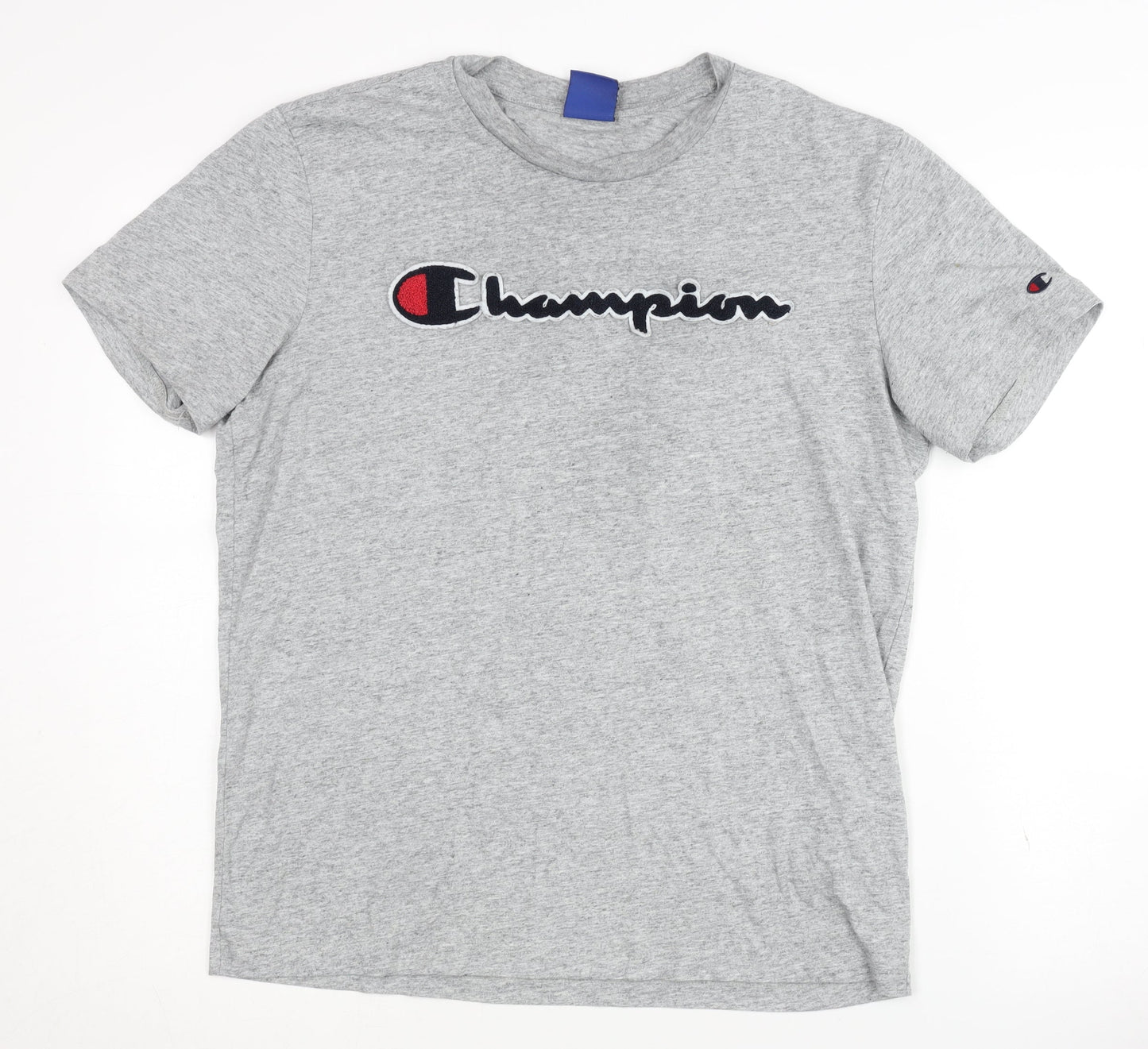Champion Men's Grey Crew Neck Short Sleeve Logo T-Shirt M