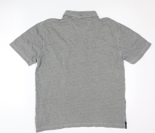 White Stuff Men's Grey Polo Shirt, Size S, Geometric Style