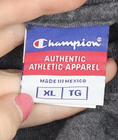 Champion Men's Grey XL Crew Neck T-Shirt Logo