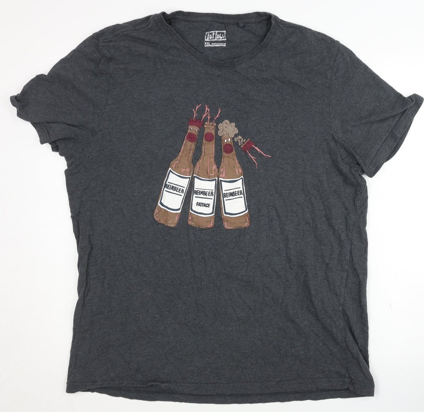 Fat Face Men's Grey Beer Graphic T-Shirt 2XL
