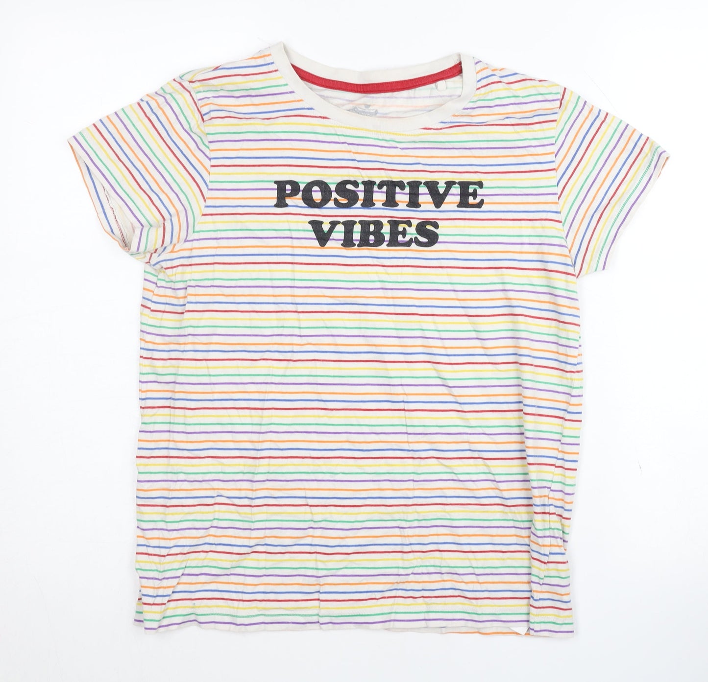 Threadbare Women's Multicoloured Striped T-Shirt Size 10