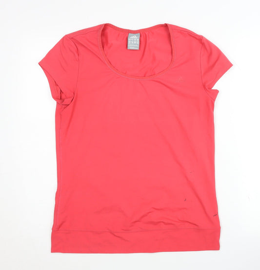 Additional front view of Adidas Women's Red T-Shirt, size M, Quick Dry Activewear