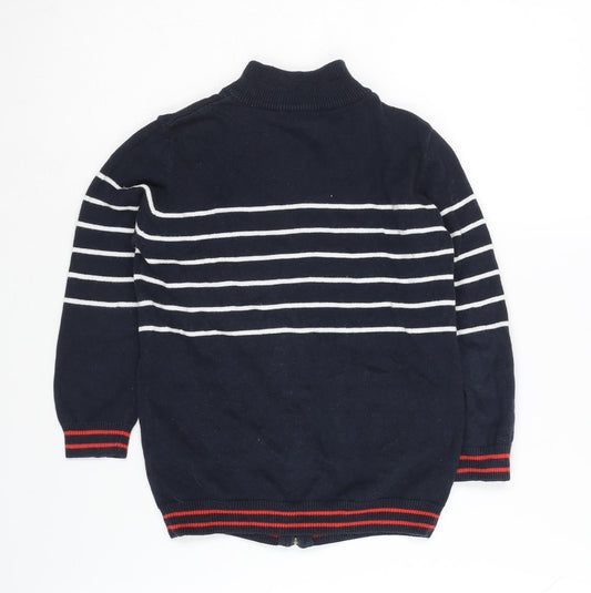C&C Kids Boys Blue Striped Basic Jacket Size 5-6 Years