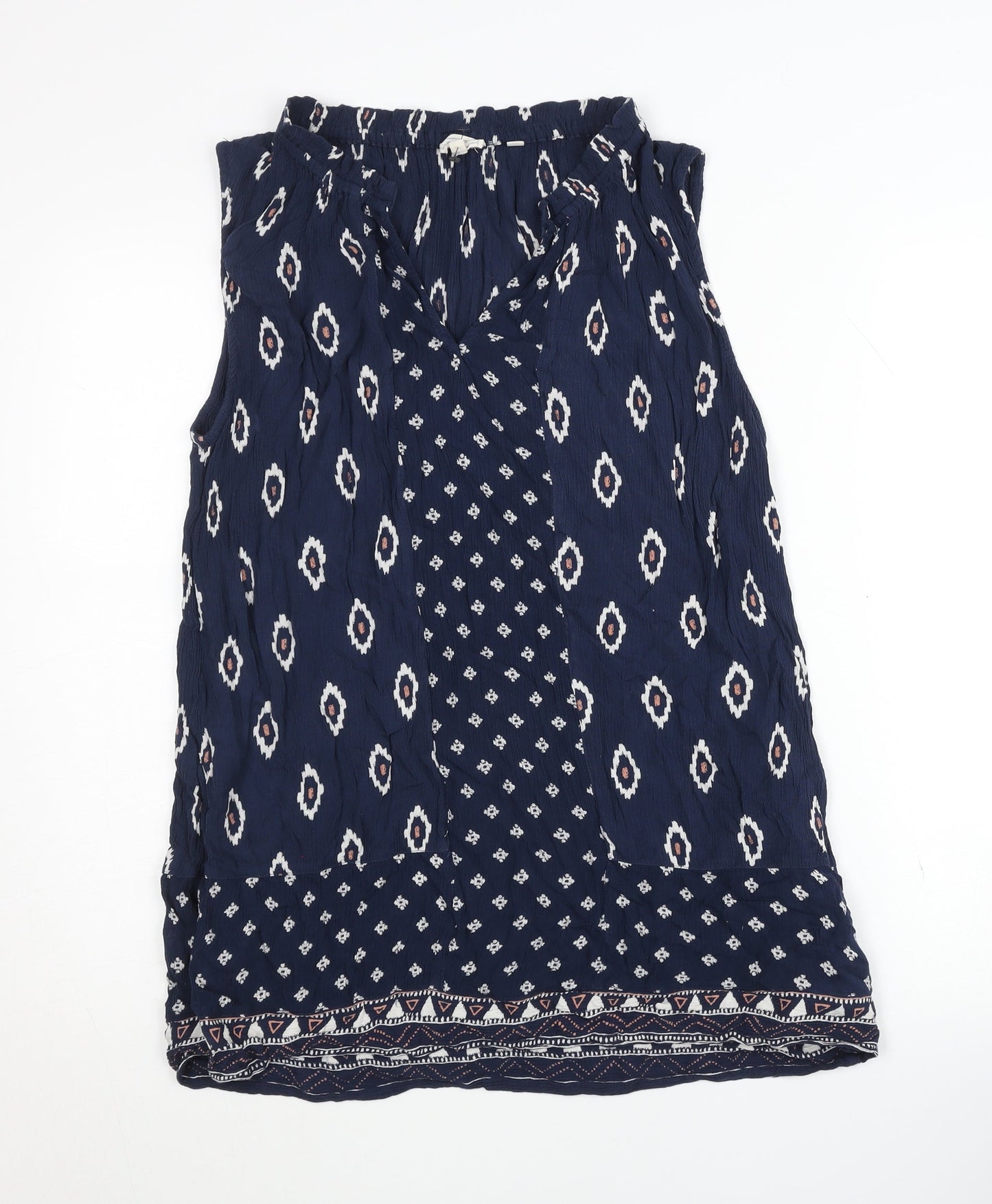 Fat Face Blue Geometric Sleeveless Blouse Size 12