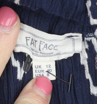 Fat Face Blue Geometric Sleeveless Blouse Size 12