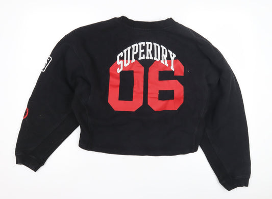 Superdry Women's Black Sweatshirt Size 14 Logo Accents