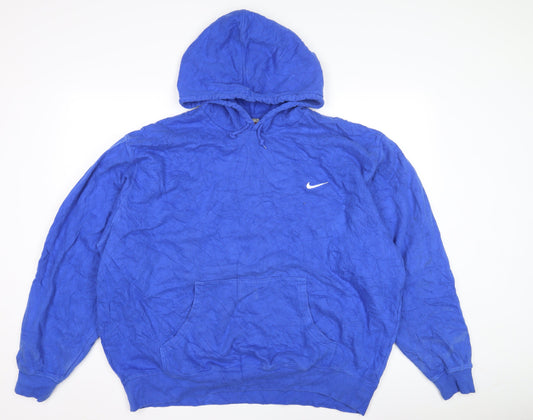 Nike Blue Men's XL Hoodie with Logo - Fleece Pullover