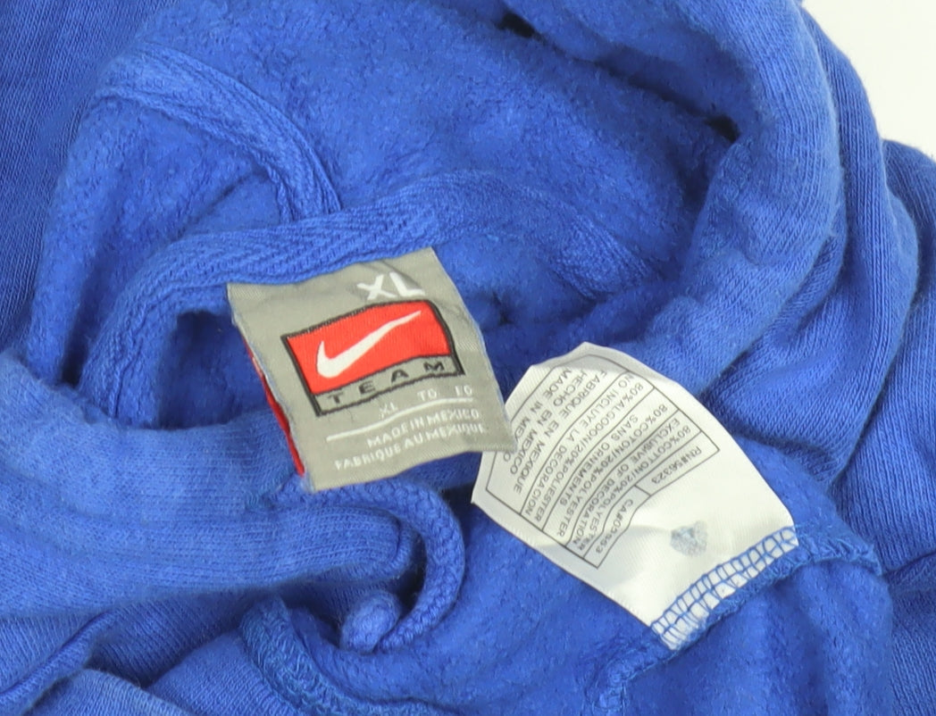 Nike Blue Men's XL Hoodie with Logo - Fleece Pullover