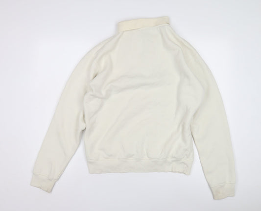 Fila Ivory Collared Sweatshirt, Unisex S, Logo Zip Accents