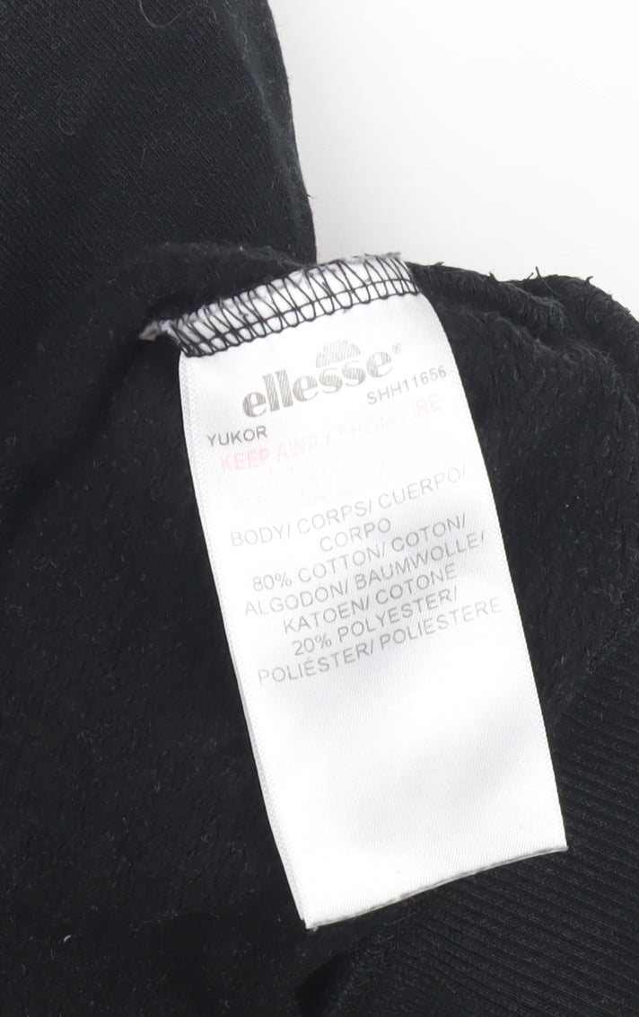 Ellesse Men's Black Hoodie L Pullover Logo Casual