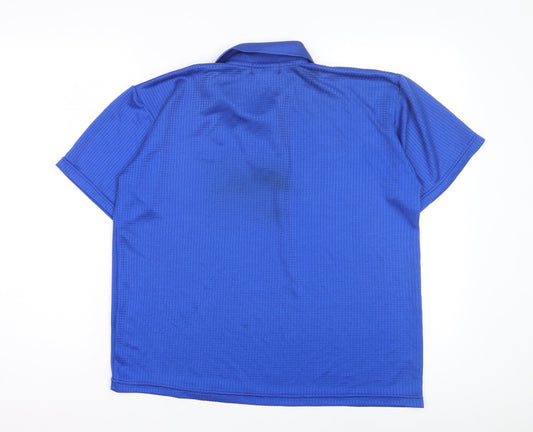 Additional front view of Adidas Men's Blue Polo Shirt, size M, Casual Basic Style