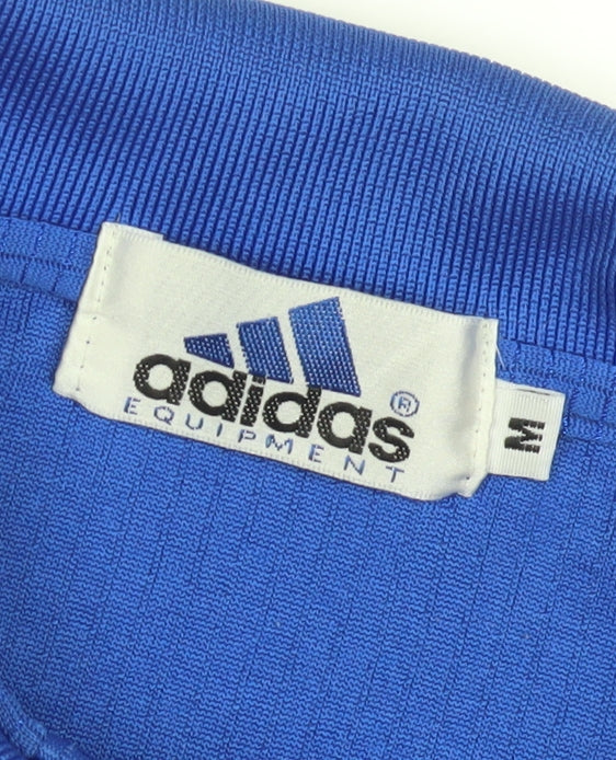Close-up detail of Adidas Men's Blue Polo Shirt, size M, Casual Basic Style