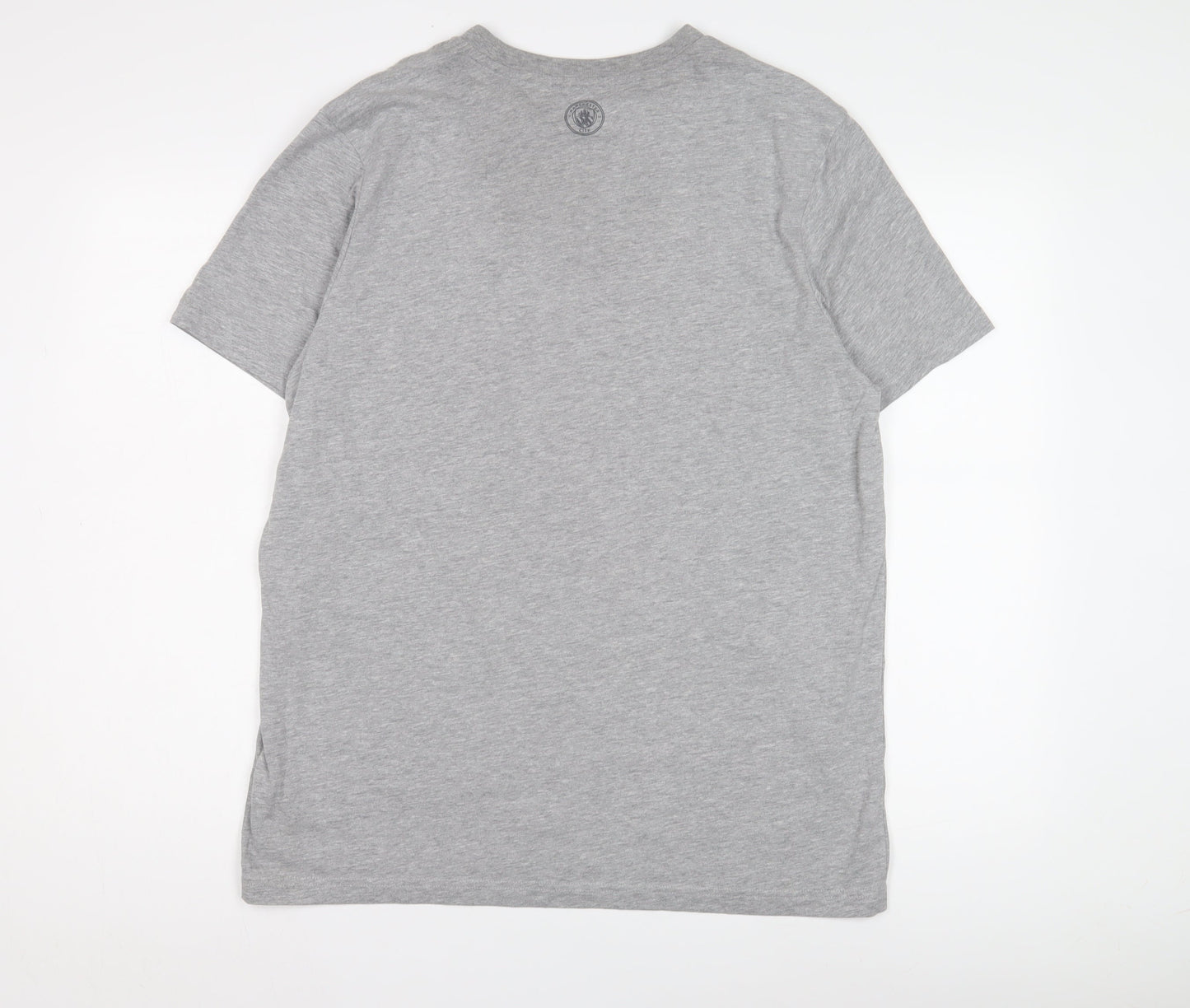 Manchester City Men’s Grey Logo T-Shirt, L, Crew Neck