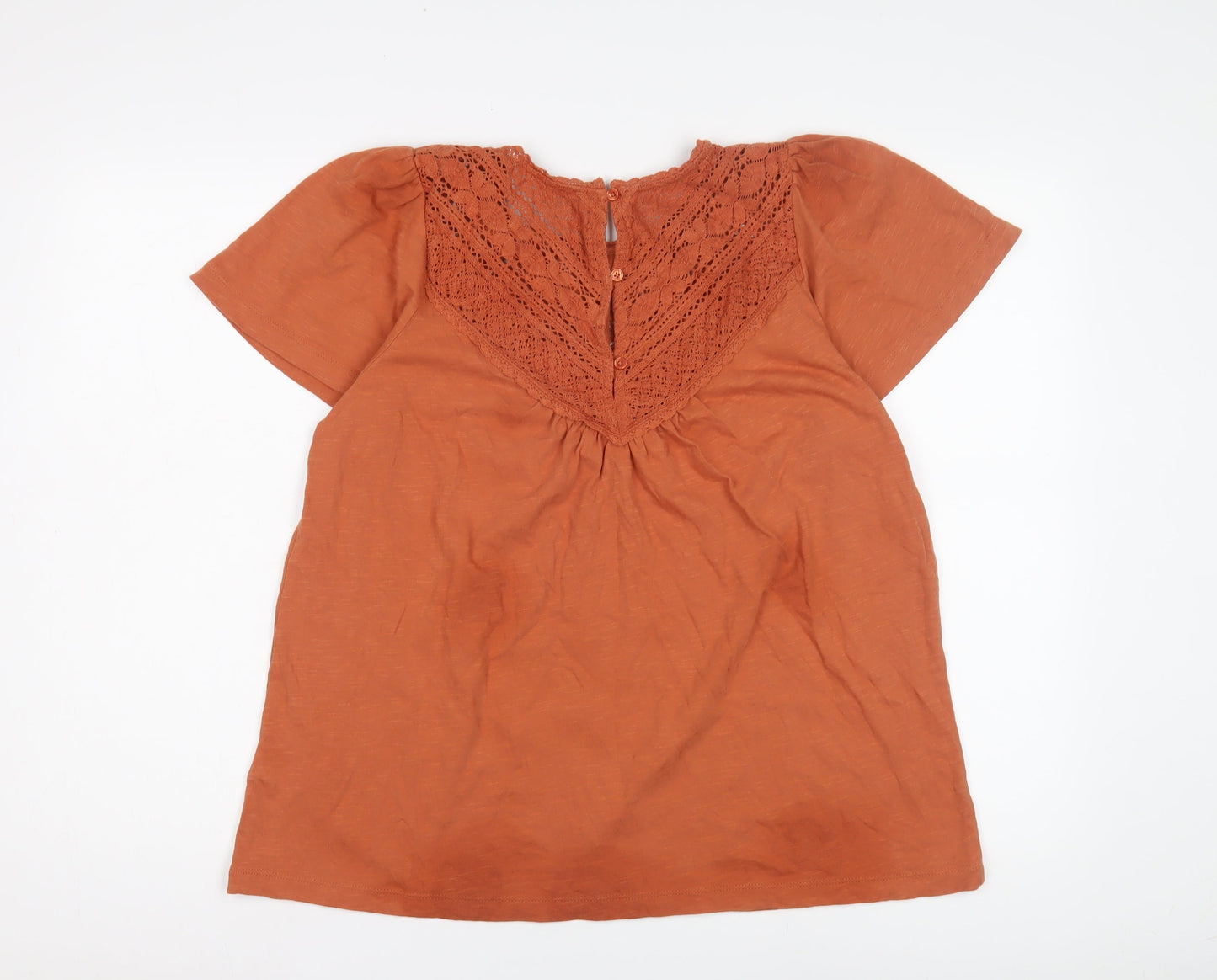 Fat Face Women's Orange Crochet Accent Blouse Size 14