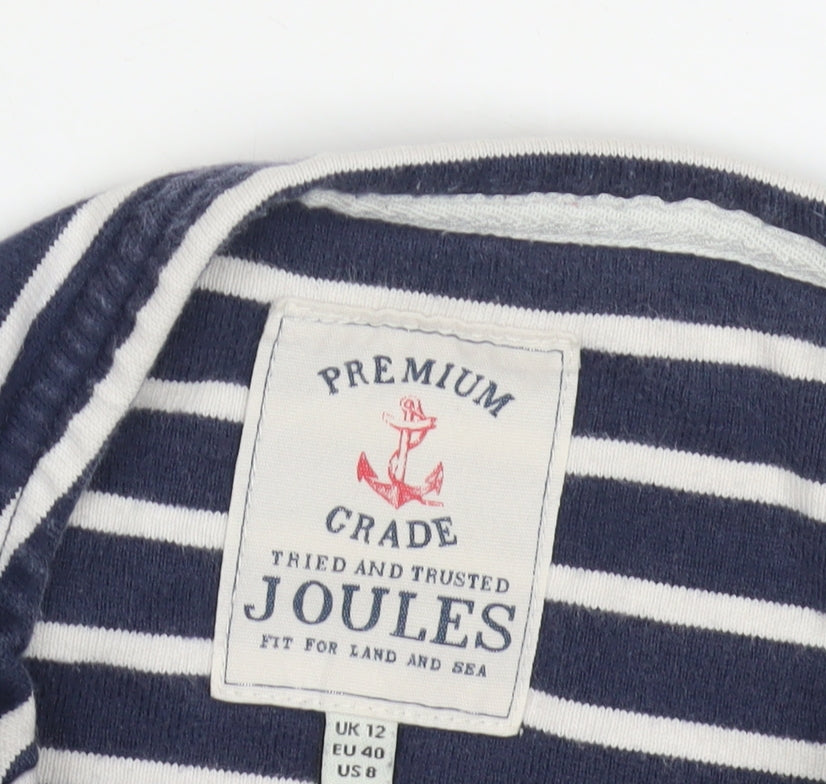 Joules Women's Blue Striped 3/4 Sleeve Top Size 12