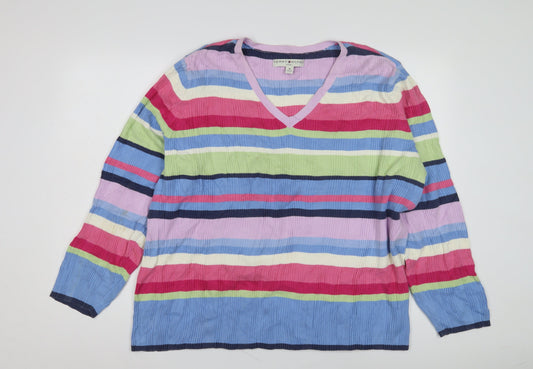 Tommy Hilfiger Women's Multicoloured 3XL Striped Pullover