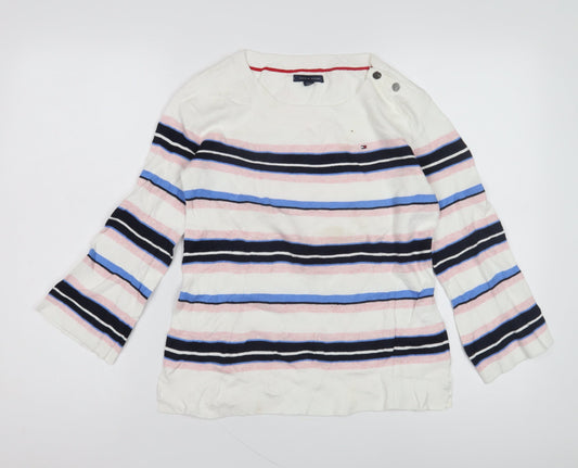 Tommy Hilfiger Women's Multicoloured Striped Pullover Jumper XS