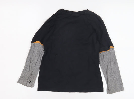 Duck & Dodge Boys Monster Truck Long Sleeve T-Shirt, Black/Grey, Size 7