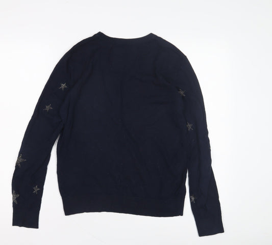 Superdry Women's Blue Crew Neck Star Pullover Jumper S