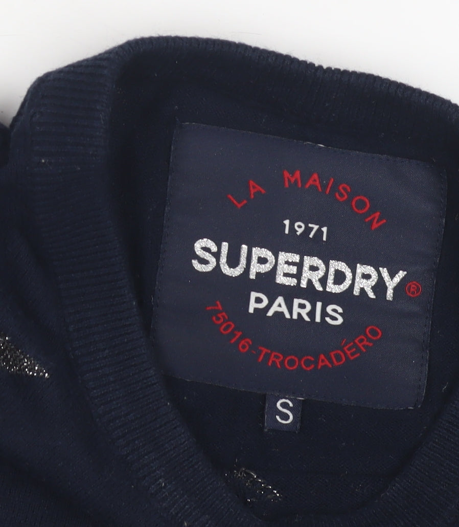 Superdry Women's Blue Crew Neck Star Pullover Jumper S
