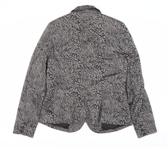 Vintage Boutique Women's Grey Animal Print Blazer Size 12