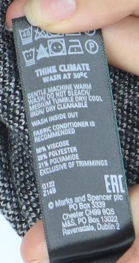 Marks and Spencer Women's XS Grey Black Roll Neck Jumper