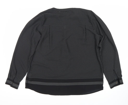 Marks and Spencer Women's Black Polka Dot Blouse, Size 14