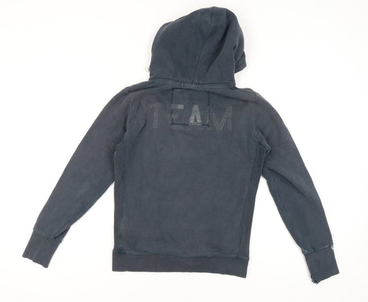 Superdry Men's Blue Medium Pullover Hoodie - Logo Accents