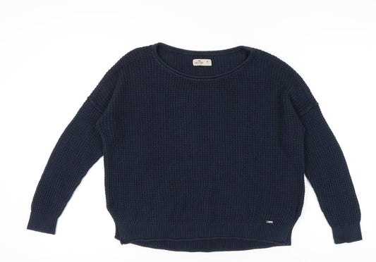 Hollister Women’s Blue Knit Pullover Jumper Medium