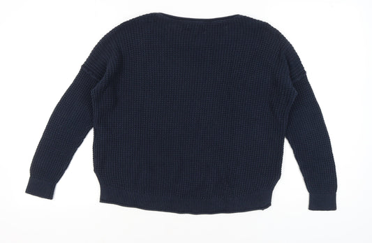 Hollister Women’s Blue Knit Pullover Jumper Medium
