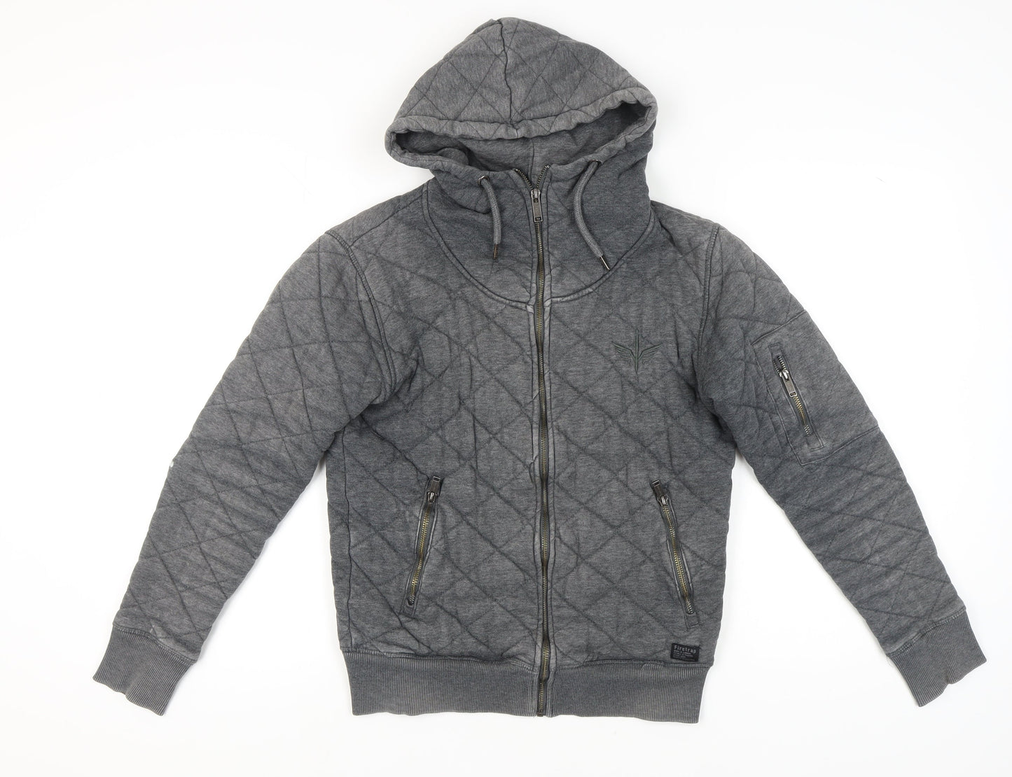 Firetrap Men's Grey Full Zip Hoodie, Small