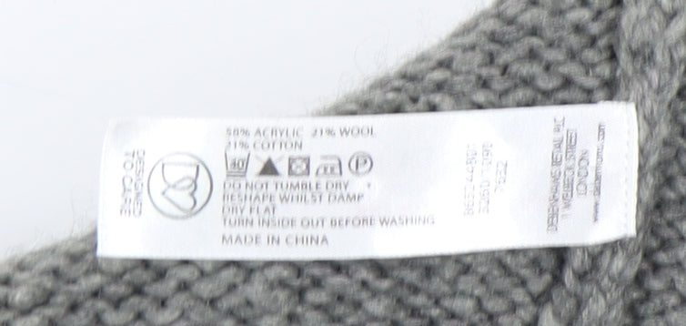 Brand and care label for Maine New England Men's Grey Cable Knit Henley L