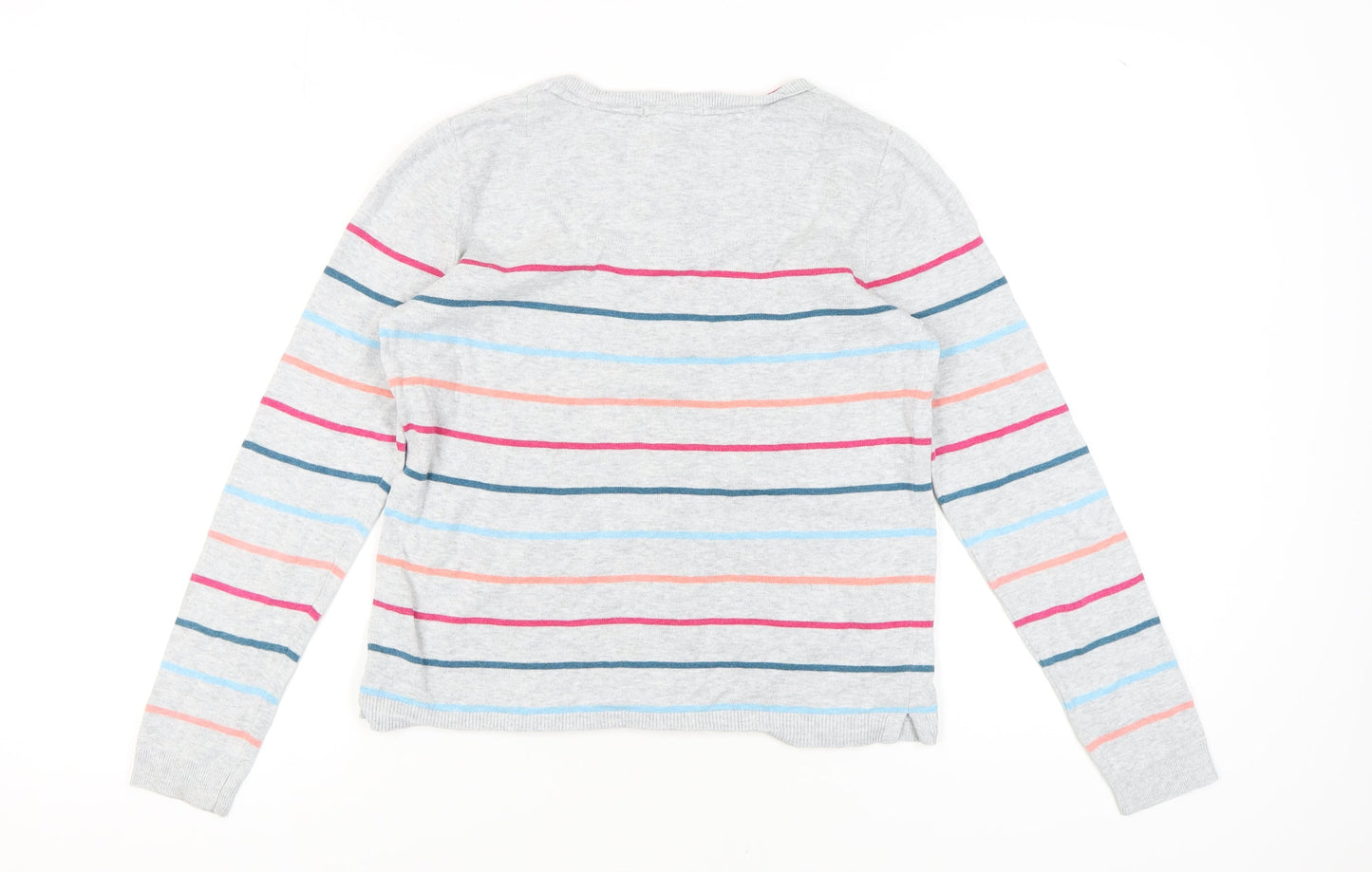 White Stuff Women's Grey Striped Cardigan Size 12
