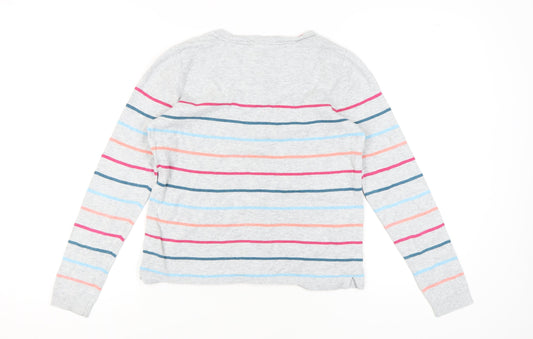 White Stuff Women's Grey Striped Cardigan Size 12