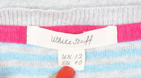 White Stuff Women's Grey Striped Cardigan Size 12