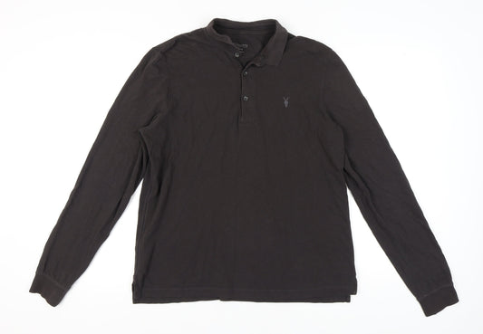 AllSaints Black Long Sleeve Men's Polo M