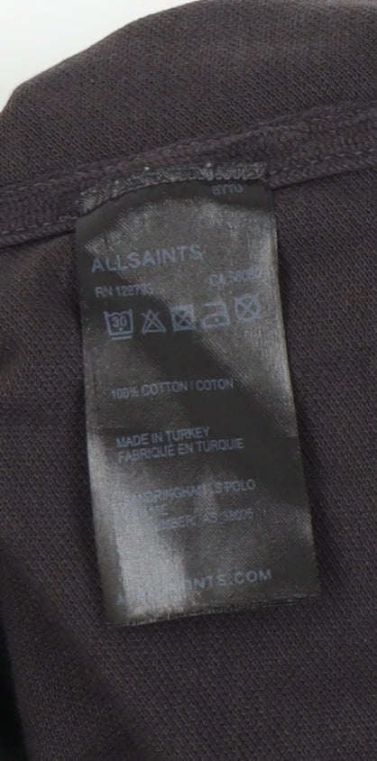 AllSaints Black Long Sleeve Men's Polo M