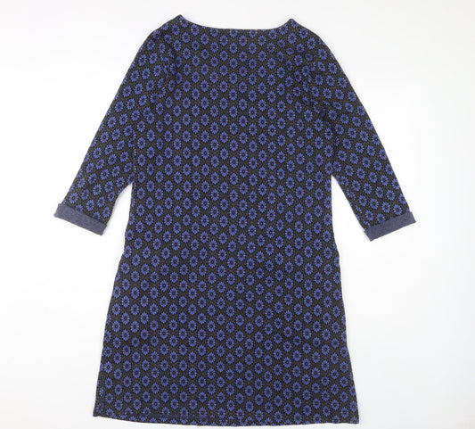 White Stuff Women's Blue Geometric Shift Dress Size 14