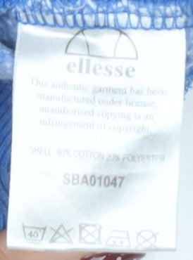 Brand and care label for Ellesse Men's Blue Pullover Sweatshirt XS, Logo Print