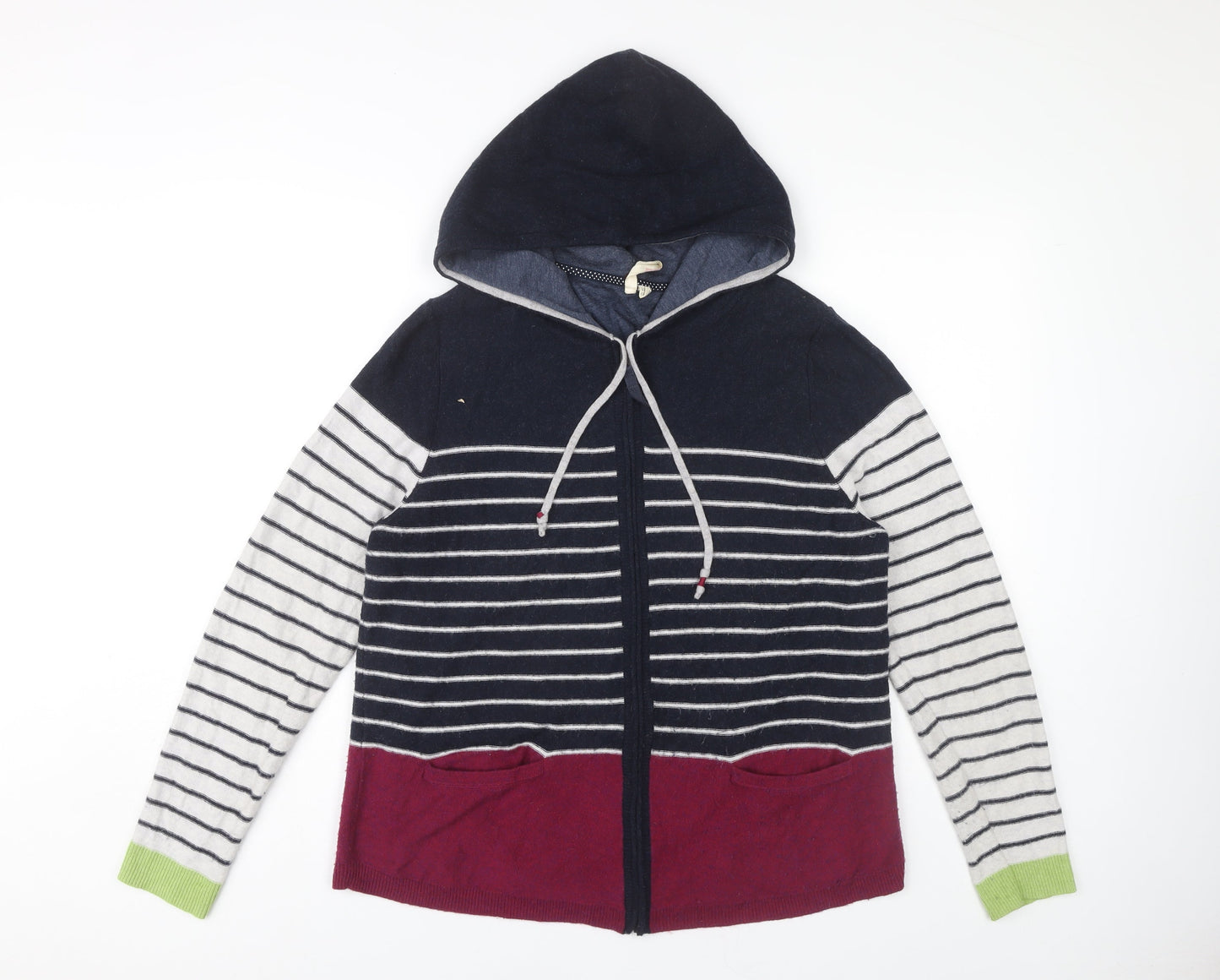 White Stuff Women's Multicoloured Striped Full Zip Hoodie