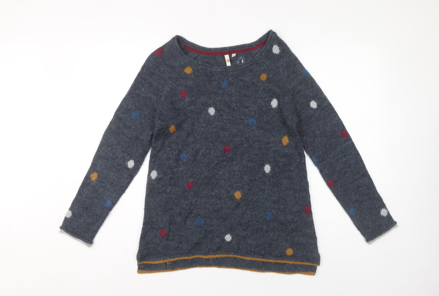 White Stuff Women’s Blue Boat Neck Polka Dot Jumper Size 10