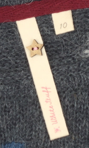 White Stuff Women’s Blue Boat Neck Polka Dot Jumper Size 10