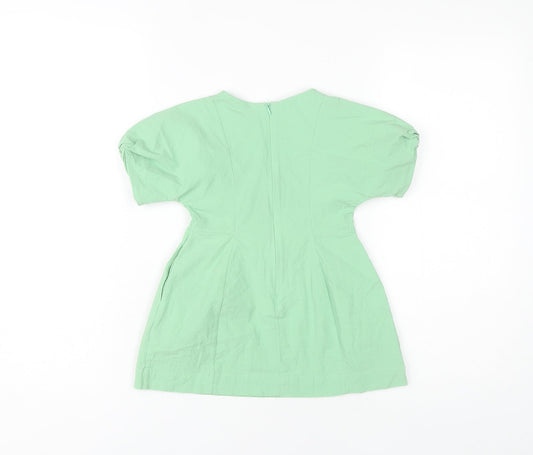 COS Girls Green Dress, Size 18-24 Months, Short Sleeve, Cotton
